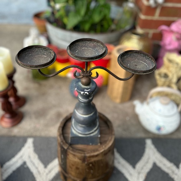 Hobby Lobby Accents Vintage Wood And Metal Candelabra 3 Arm